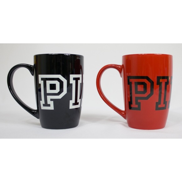 Victoria's Secret Other - Victoria's Secret PINK Ceramic‎ Coffee Mugs 16.9 fl oz Red Black Set of 2